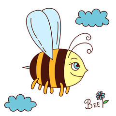 Cute bee character colorful cartoon  vector illustration