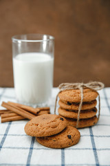 homemade oatmeal cookies with chocolate. The concept of Breakfast and snack