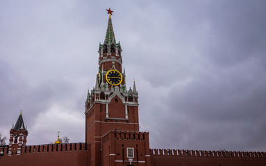 27 November 2018, Moscow, Russia. Spasskaya tower of Moscow Kremlin