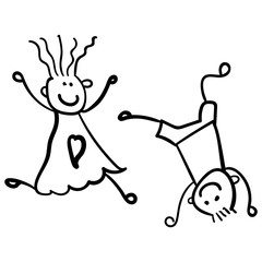 Children playing boy with girl