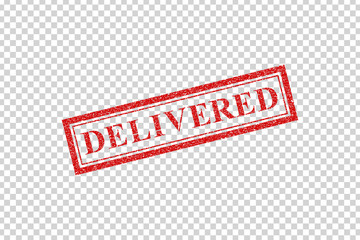 Vector realistic isolated rubber stamp of Delivered logo for template decoration and layout covering on the transparent background.