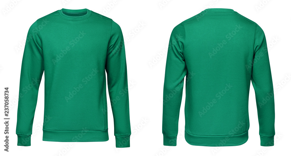 Canvas Prints blank template mens green sweatshirt long sleeve, front and back view, isolated on white background  - Canvas Prints