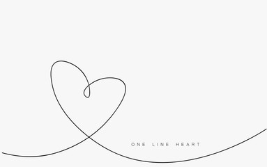 Love heart vector, continuous one line drawing. Vector illustration.