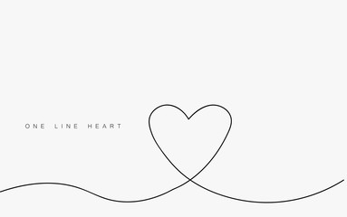 Love heart vector, continuous one line drawing. Vector illustration.