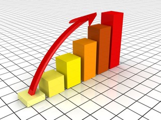 business chart with arrow