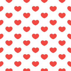 Seamless colorful hearts pattern. Abstract valentine's day red and white background.