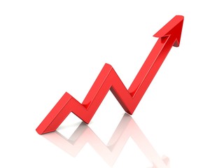 business graph with red arrow