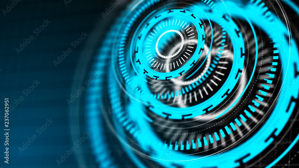 Wall mural digital ai technology background. futuristic blue virtual graphic element. hud design. 3d rendering.