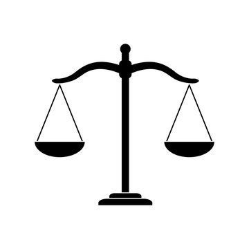 Scales of justice icon, logo on white background