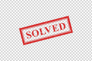Vector realistic isolated rubber stamp of Solved logo for template decoration and layout covering on the transparent background.