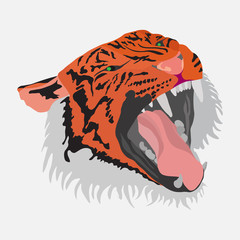 Tiger head, flat design, vector image