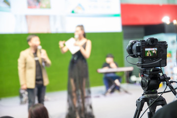 camera show viewfinder image catch motion in interview or broadcast wedding ceremony, catch...