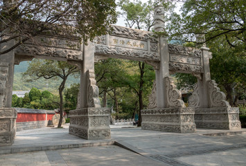 Fototapeta na wymiar Entrance to Temple of Supreme Purity of Tai Qing Gong at Laoshan