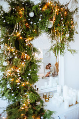 Happy love couple celebrate christmas holidays. New year concept,