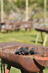 Traditional Cypriot meze and kebap barbecue party in the garden with delicious mix meat and chicken kebaps