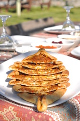 Traditional Cypriot meze and kebap barbecue party in the garden with delicious mix meat and chicken kebaps
