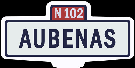 AUBENAS - Ancien panneau entrée d'agglomération 
