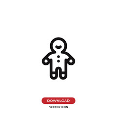 Gingerbread man icon. Christmas,cookie symbol. Flat vector sign isolated on white background. Simple vector illustration for graphic and web design.