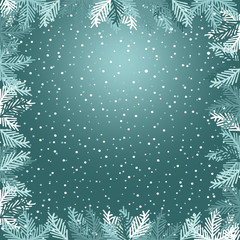 Blue winter background or template with branches christmas tree.  Vector graphic pattern. - 237066944