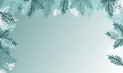 Blue winter background or template with branches christmas tree.  Vector graphic pattern.