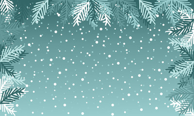 Blue winter background or template with branches christmas tree.  Vector graphic pattern. - 237067164