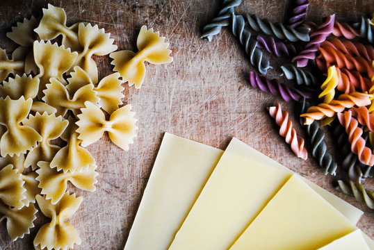 Italian cuisine cooking ingredients: variety of pasta shapes