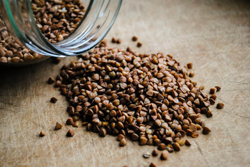 Buckwheat scattered from the banks