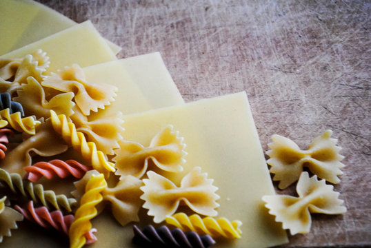 Italian cuisine cooking ingredients: variety of pasta shapes
