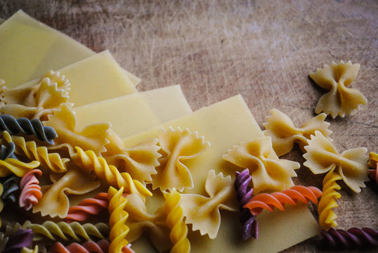 Italian cuisine cooking ingredients: variety of pasta shapes
