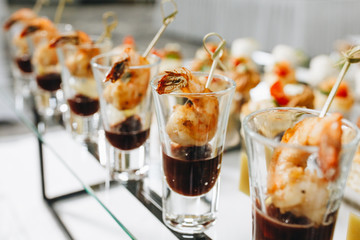 Cocktail Reception at the event, with dry ice Shrimps, burgers,