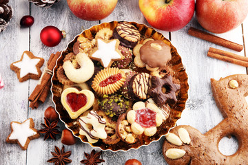 cookies, nuts and apples a christmas bakery concept