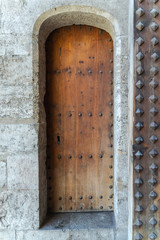 Door to the ancient wathc towers of Quart in Valencia city, Spain. Strong medival fortress. 