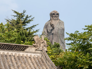 Statue of Lao Tze by Temple of Supreme Purity or Tai Qing Gong at Laoshan near Qingdao China