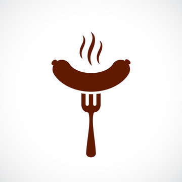 brown sausage on fork, steaming clip art preview