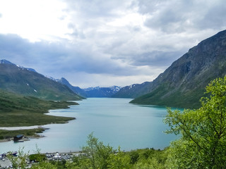 Fototapeta na wymiar Gjendesheim Lake from Besseggen ridge, Norway