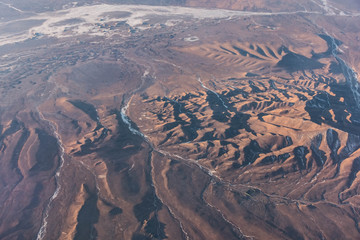 Aerial view of the Gobi Desert landscape, Mongolia