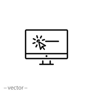 computer or monitor, cursor click promotion page icon vector