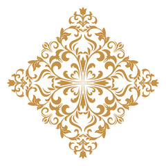 Damask graphic ornament. Floral design element. Gold vector pattern
