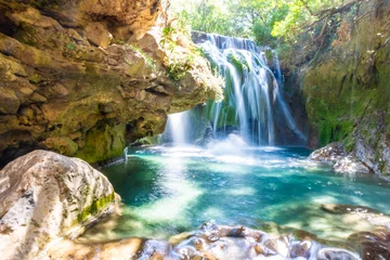 Selbstklebende Fototapeten Waterfall of Akchour, Talassemtane National Park, Morocco © Stefano Zaccaria