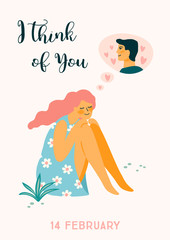 Romantic illustration with people. Vector design concept for Valentines Day and other users.