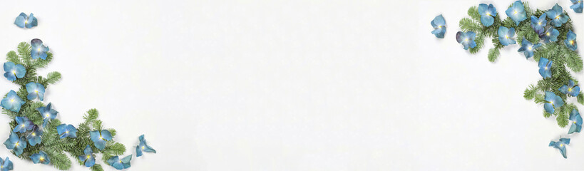 Banner with hydrangea and christmas tree branches