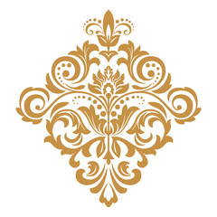 Damask graphic ornament. Floral design element. Gold vector pattern