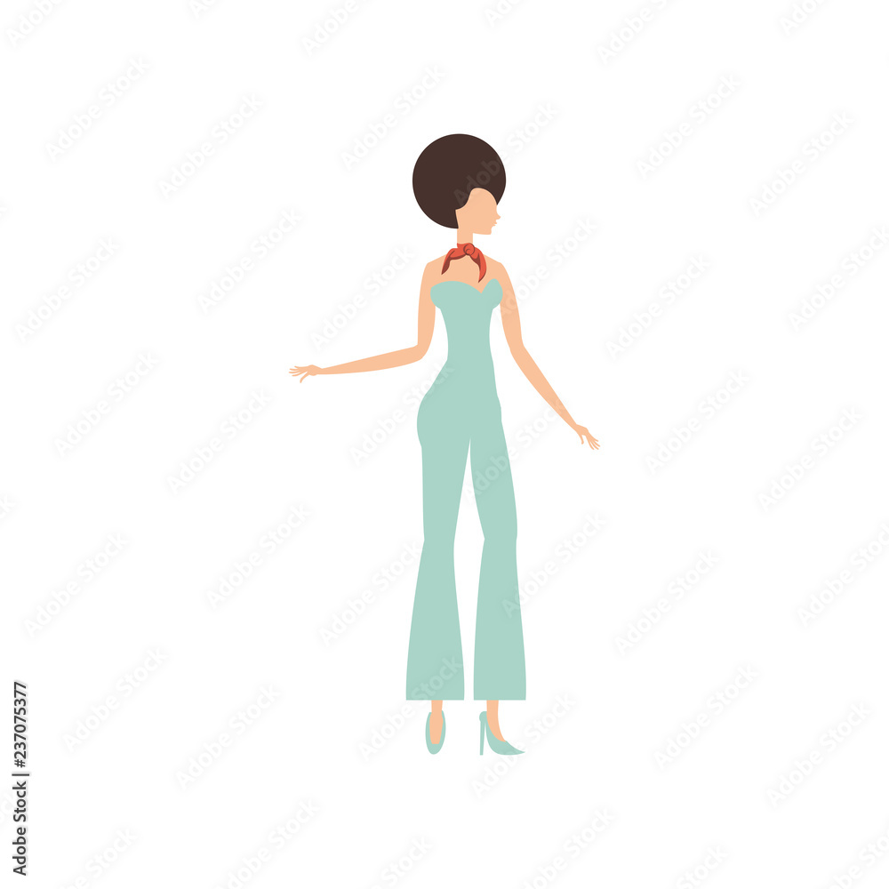 Sticker beautiful woman retro style fashion