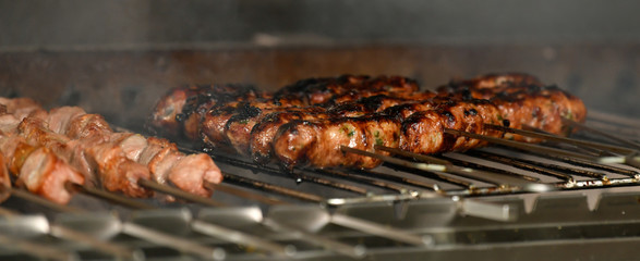 Cooking Cyprus food on CHARCOAL grill