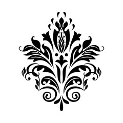Damask graphic ornament. Floral design element. Black vector pattern