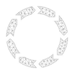 Mesh vector circulation on a white background. Polygonal carcass grey circulation in low poly style with organized triangles, points and lines.