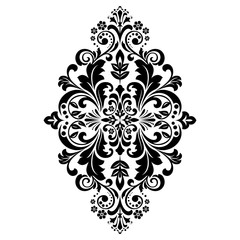 Damask graphic ornament. Floral design element. Black vector pattern