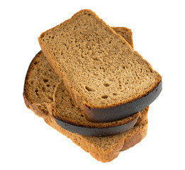 Slices of bread on white
