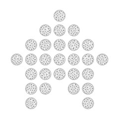 Mesh vector dotted arrow up on a white background. Polygonal wireframe grey dotted arrow up in low poly style with organized triangles, dots and lines.