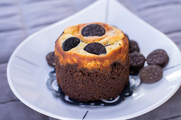 Chocolate cookie muffin with cookies